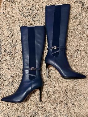Elegant Navy Blue Knee-High Women's Boots